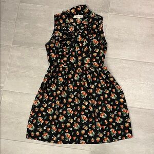 Black Summer Dress with Peach Pattern